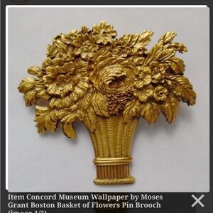 CONCORD MUSEUM WALLPAPER BY MOSES GRANT BOSTON BASKET OF FLOWERS PIN BROOCH